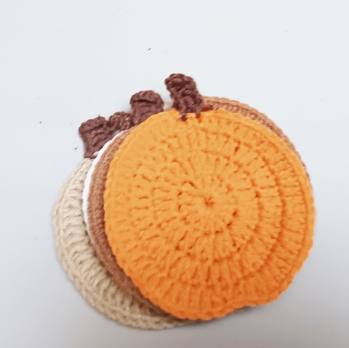 Crocheted Pumpkin Coasters Set of 4
