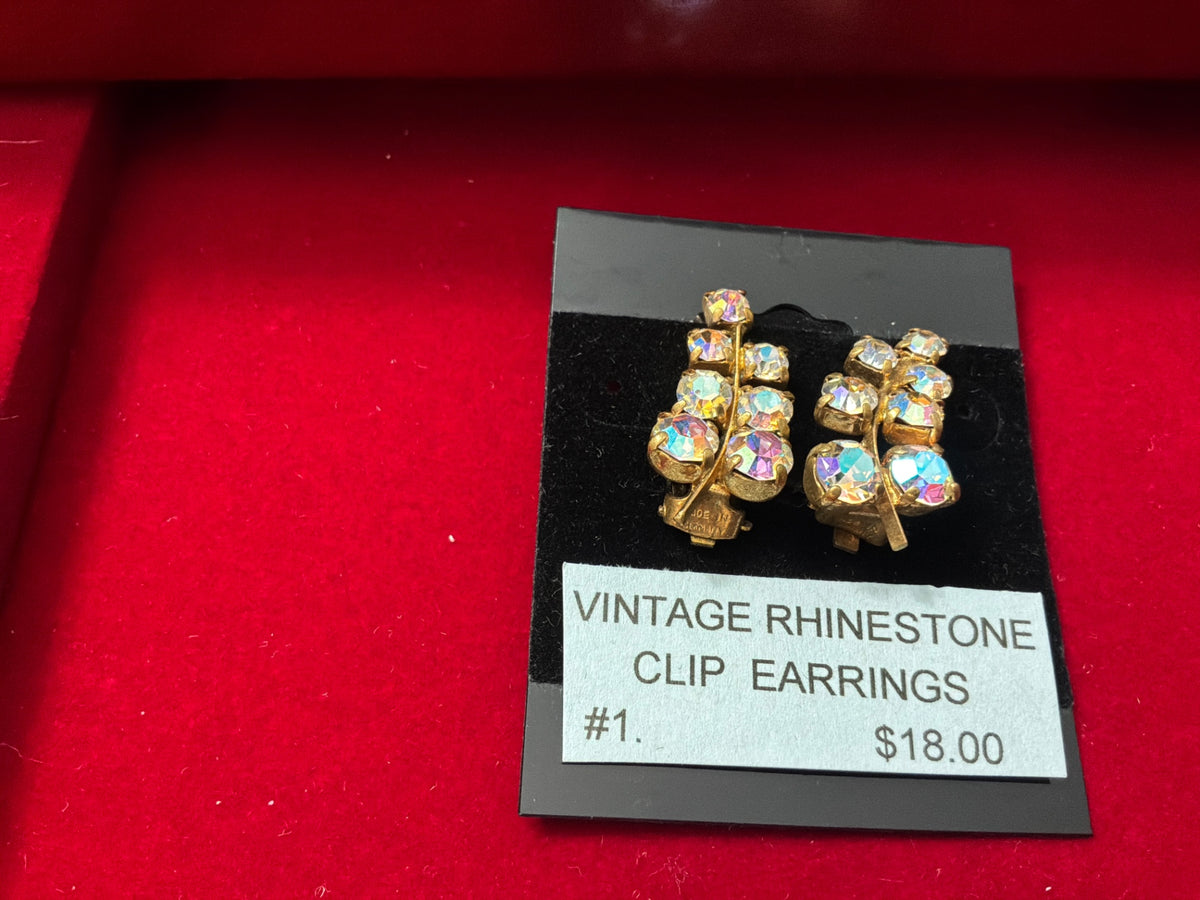 Vintage rhinestone clip earrings