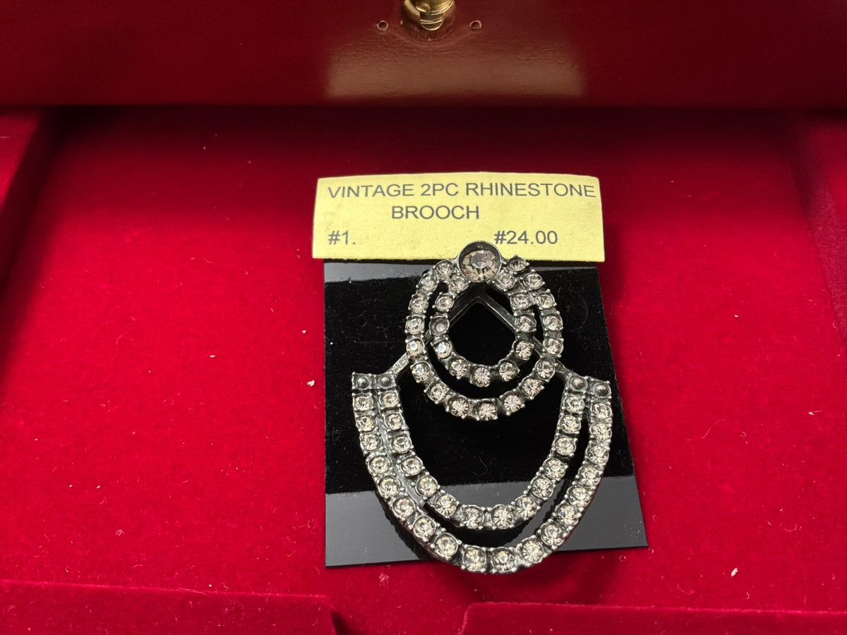 Vintage 2 pc rhinestone brooch