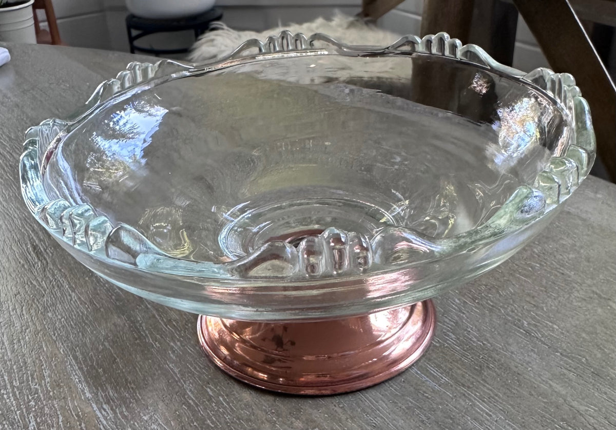Copper and glass dish
