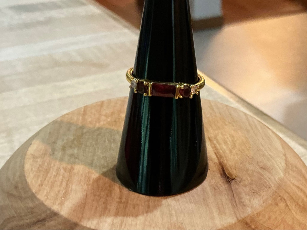 Gold-tone Red CZ Ring…size 7