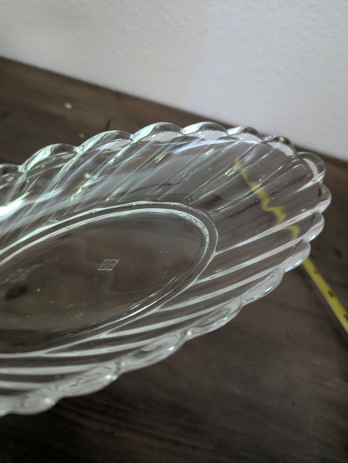 Vtg. Clear Pressed Glass Leaf-Shaped Relish Dish