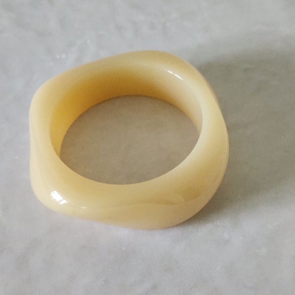 Vanilla Art Deco Revival Postmodern Resin Bangle Bracelet