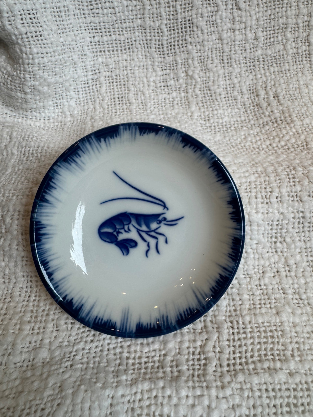 Japanese blue & white shrimp dipping dish