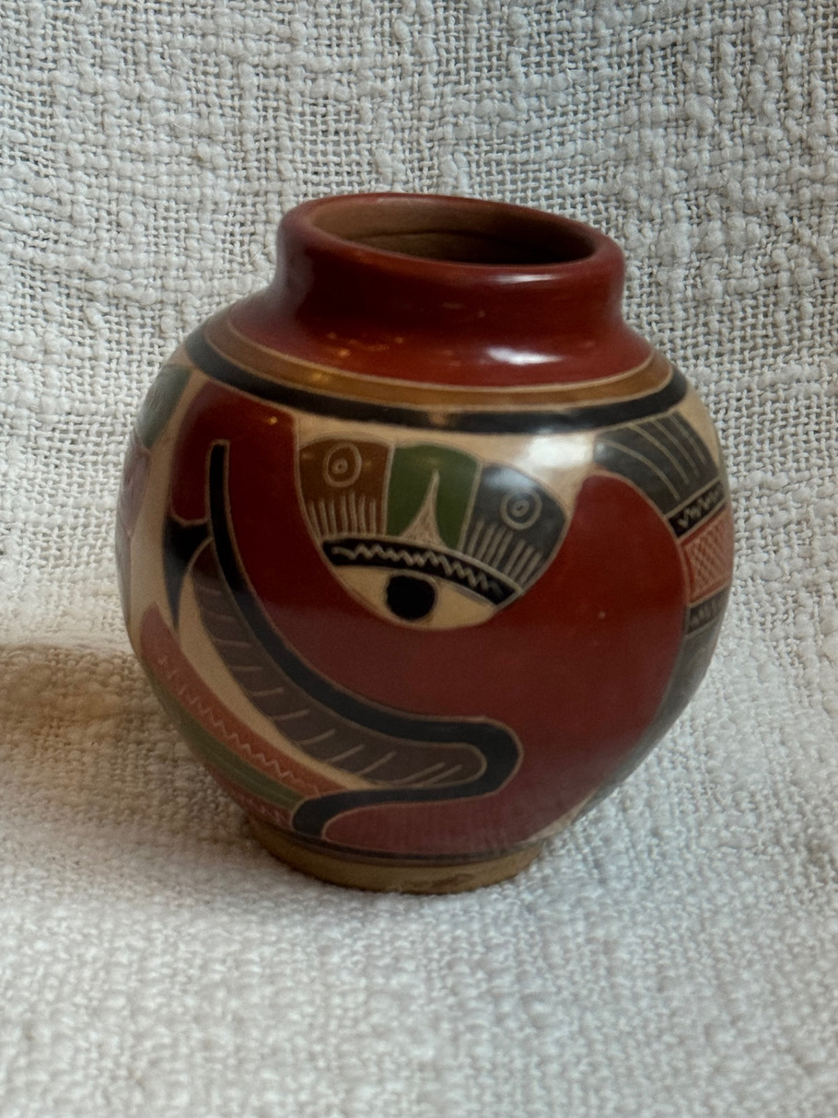 San Jayant de Oriente hand painted & etched folk Art vase