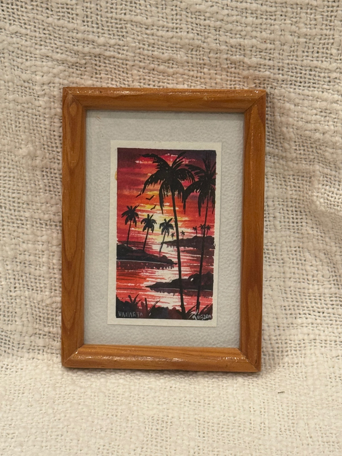 Original mexican watercolor sunset +palms Puerto Vallarta