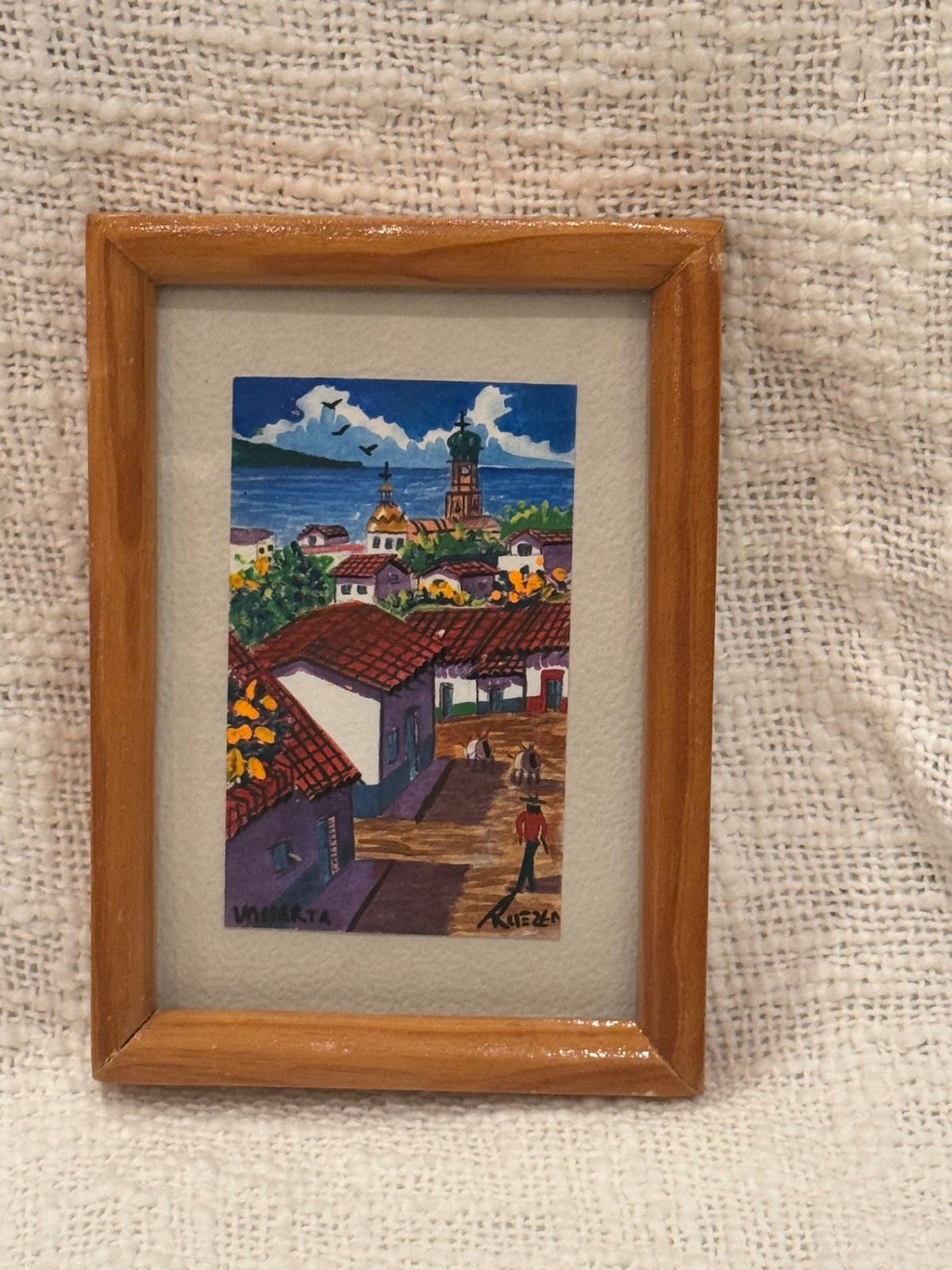Original Mexican watercolor Puerto Vallarta village scene