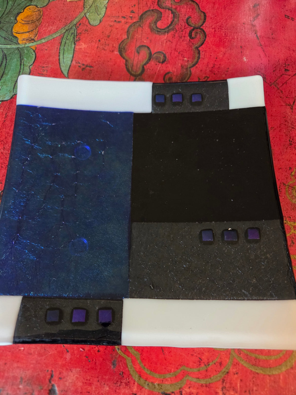 Fused glass art bowl