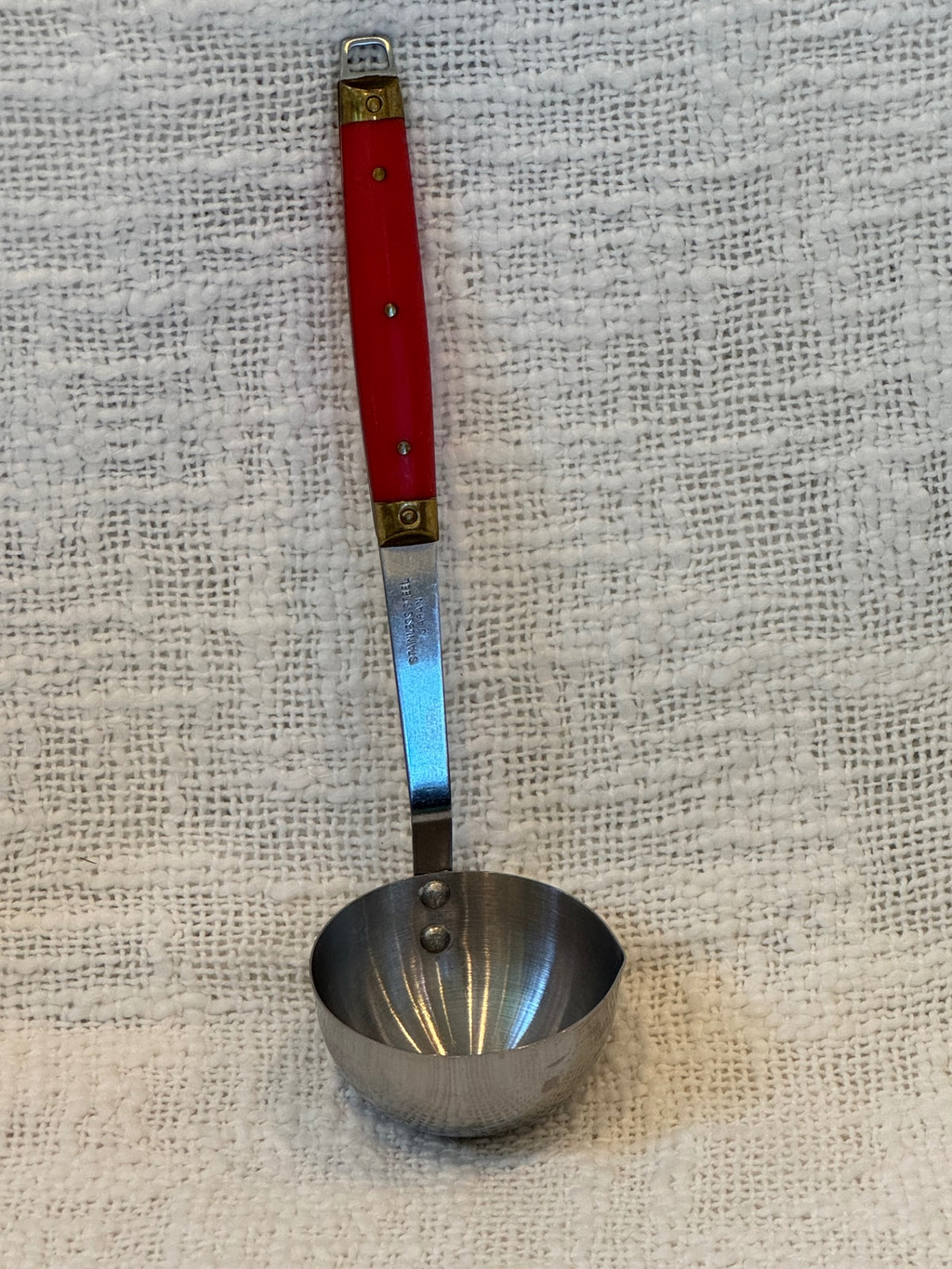 Fun vintage red+ brass Sauce ladle Japan
