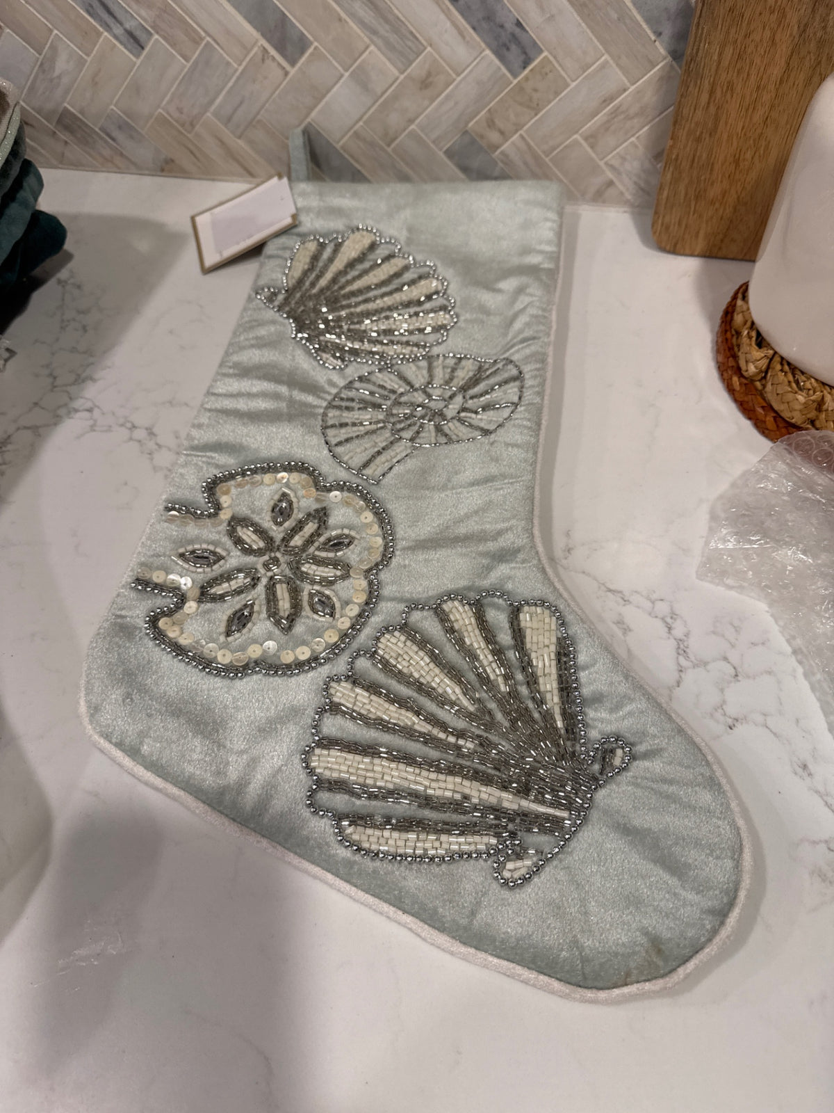 Christmas Stocking Beaded Shells