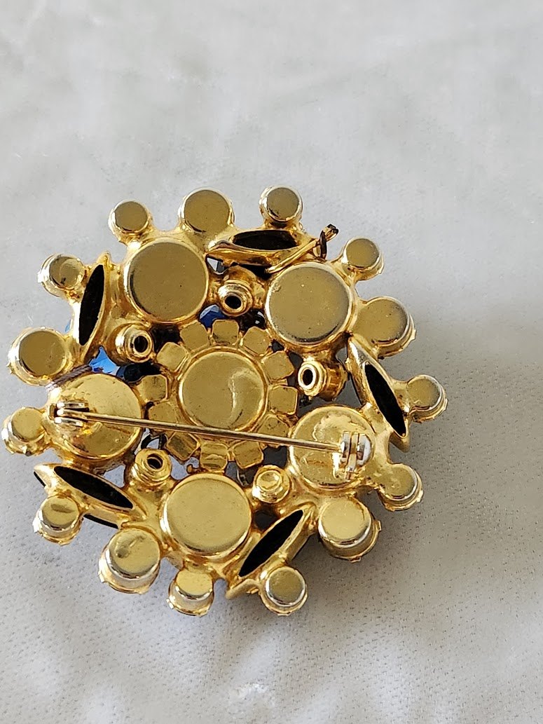 Juliana Blue Rhinestones & Beads Brooch