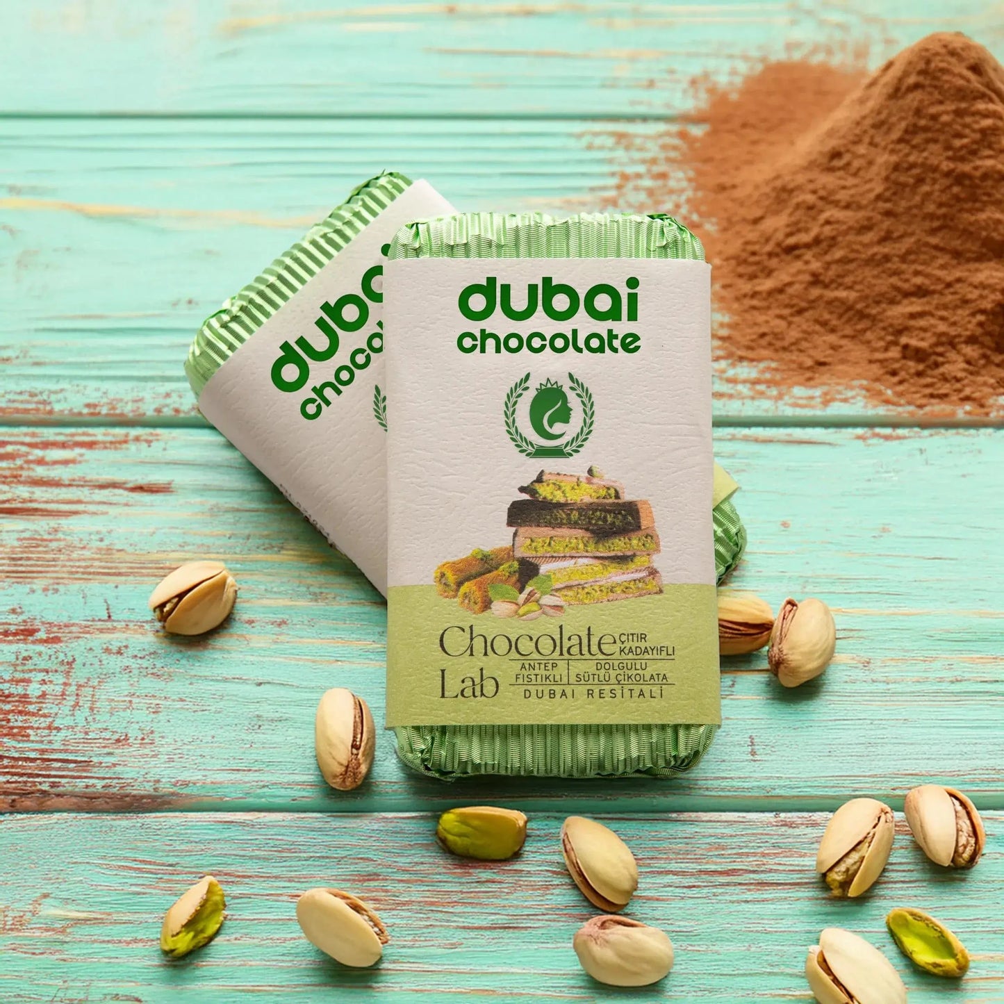Famous Dubai Chocolate Bar, Premium Pistachio, 3.35 oz
