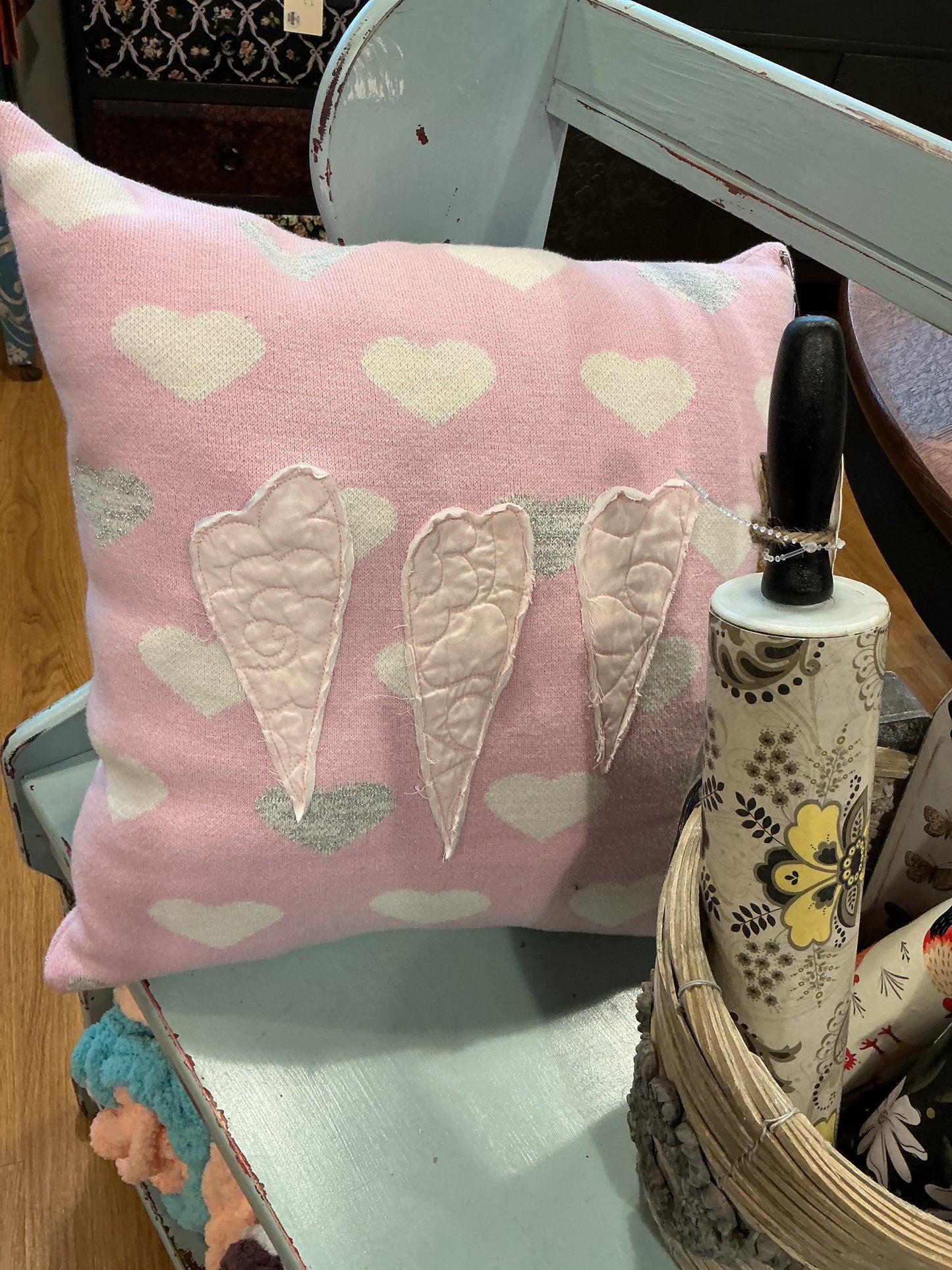 Pillow pink hearts