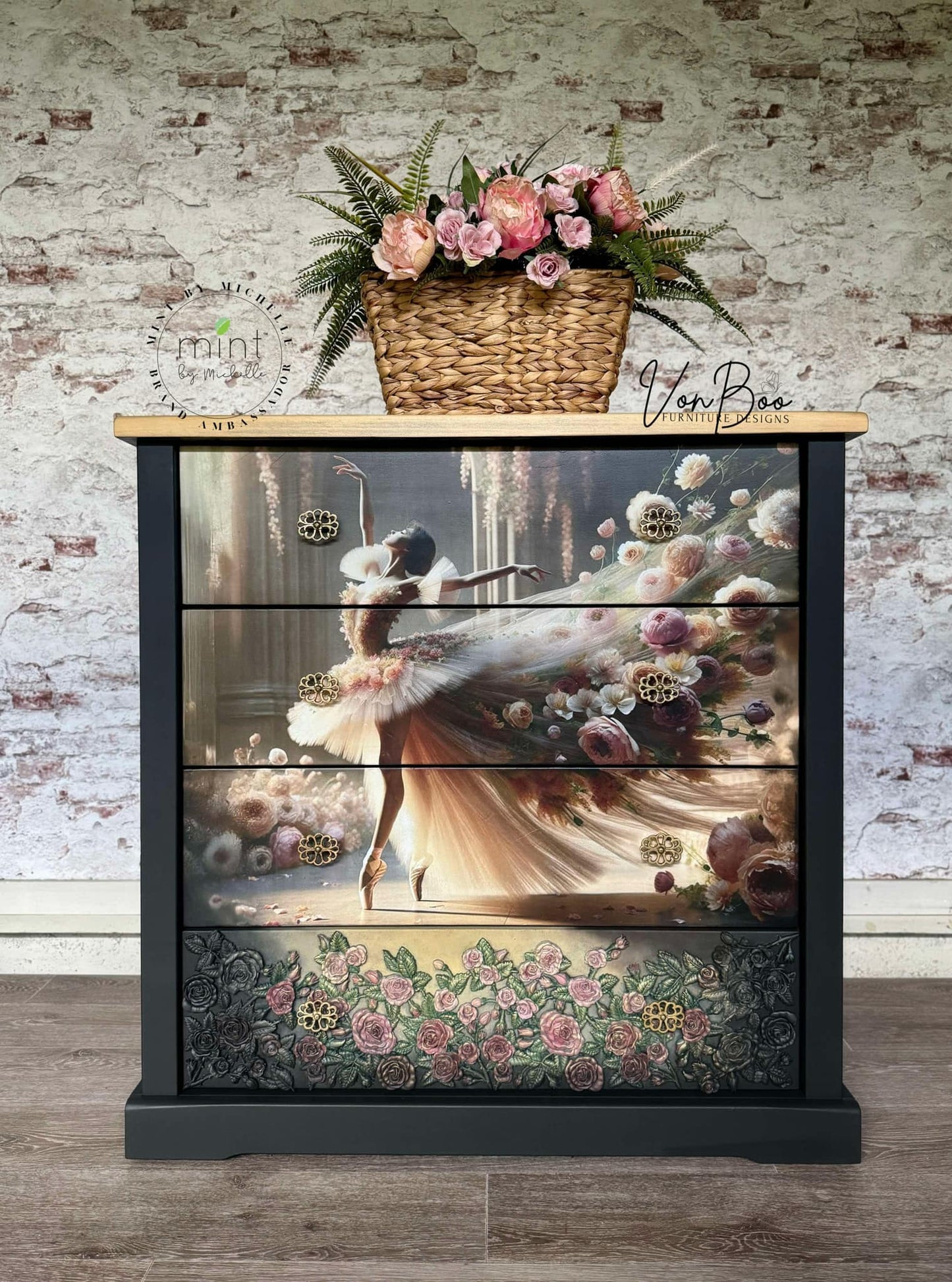 Ballet in Bloom - 11.7" x 16.5" A3 Size Decoupage Paper - Mint by Michelle