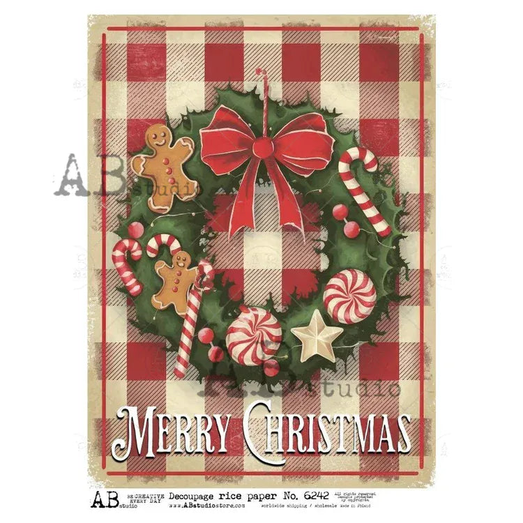 Decoupage Central Decoupage Paper A4 Christmas Sign Gingerbread Wreath (AB6242)