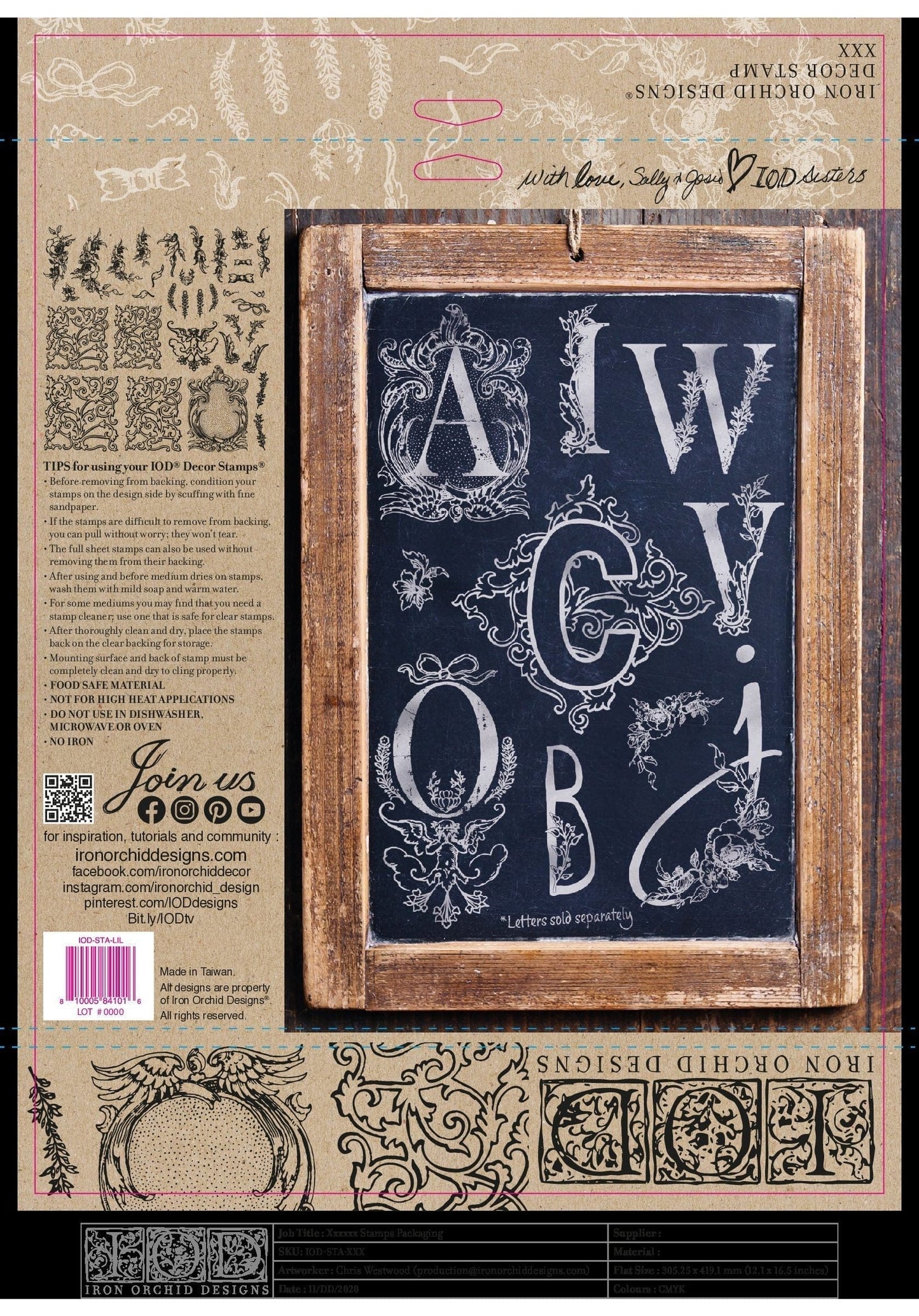 Alphabellies 12x12 IOD Stamp (1 sheet)