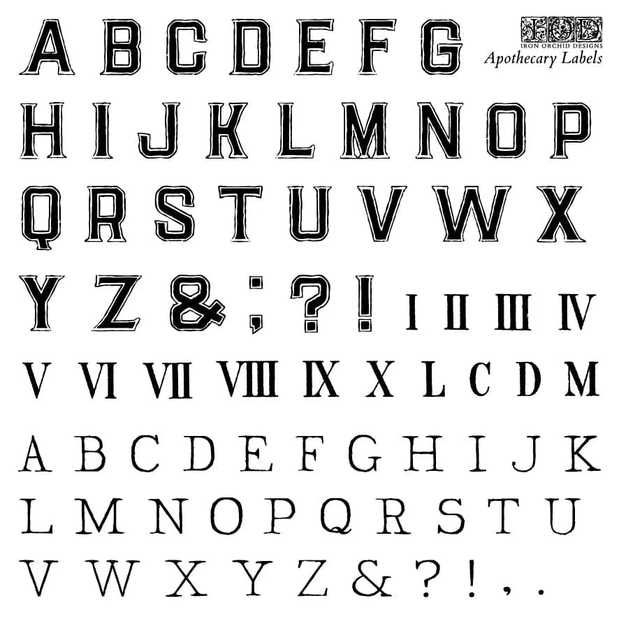 Apothecary Labels 6x6 IOD Stamp (4 Sheets + Envelopes)