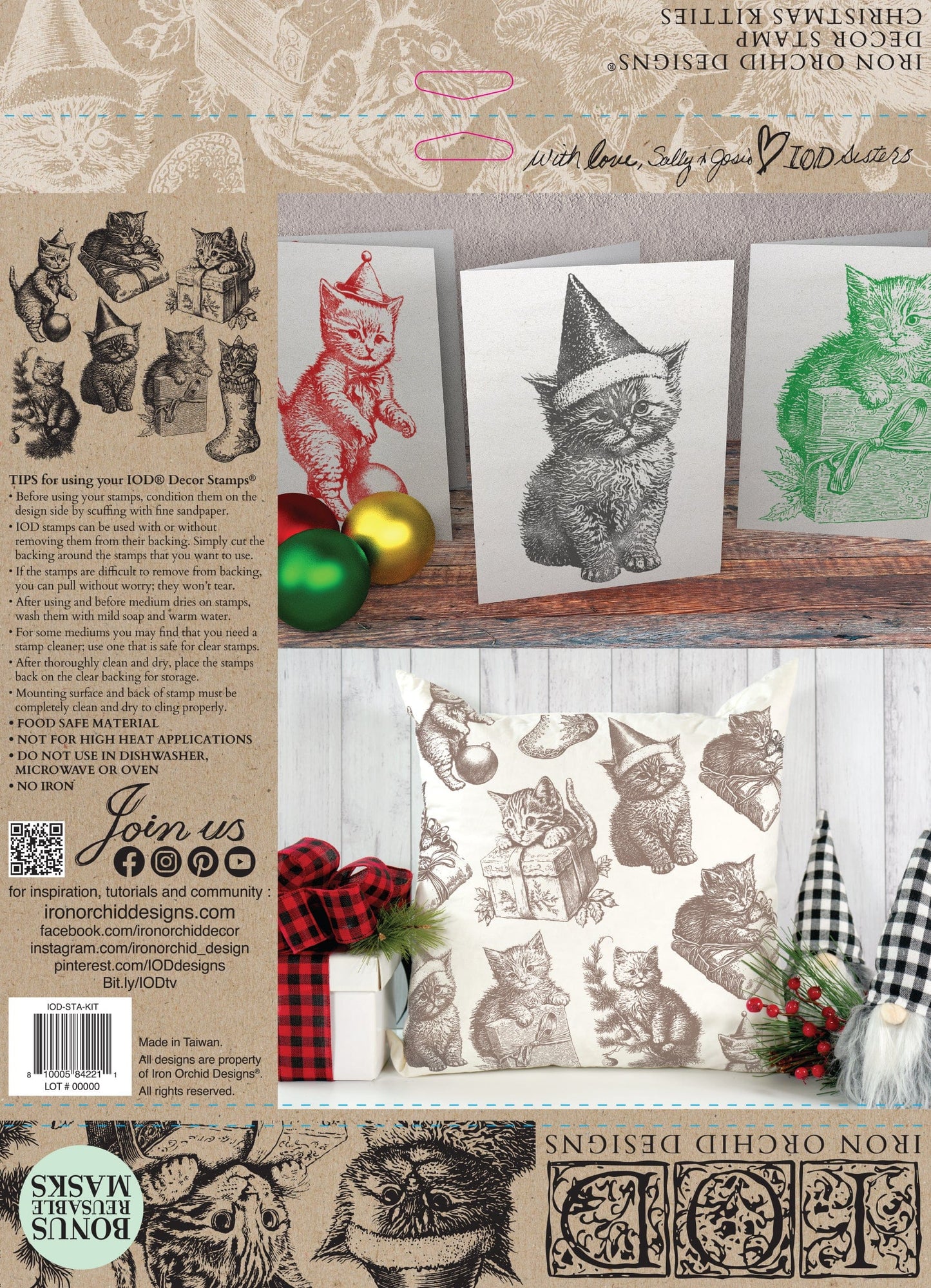 Locker61 Stamping Materials Christmas Kitties 12x12 IOD Stamp (1 sheet) *RETIRED*