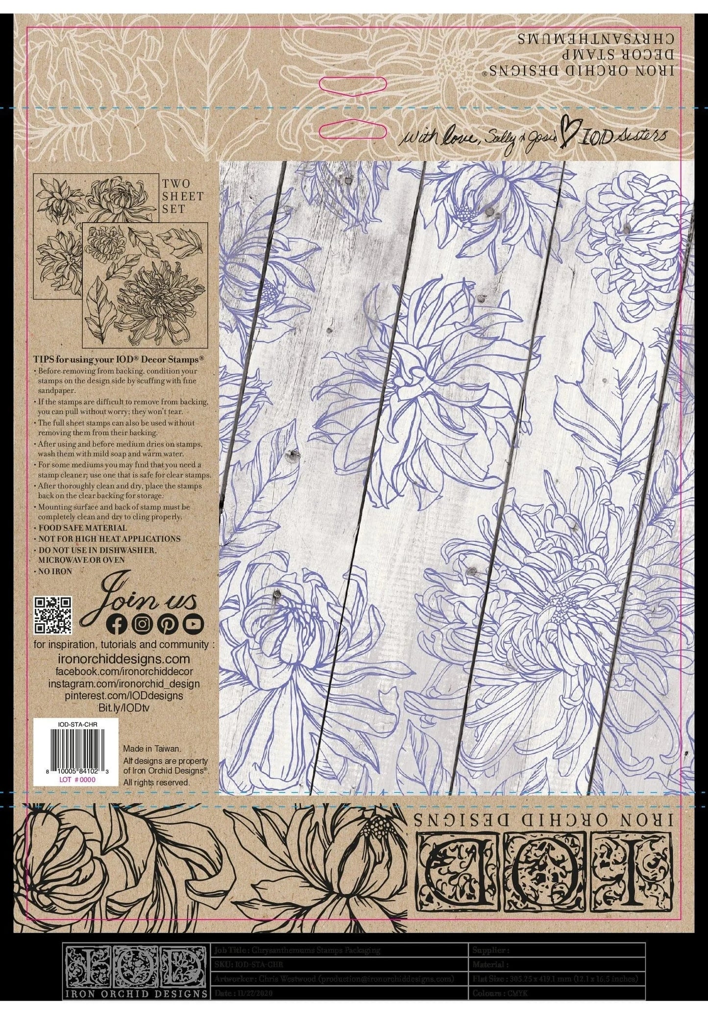 Chrysanthemum 12x12 IOD Stamp (2 Sheets)