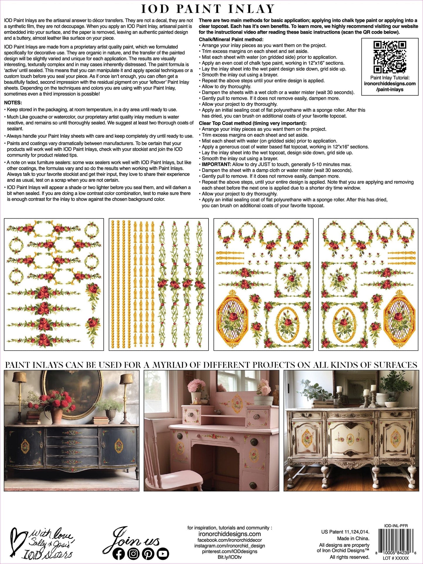 Petite Fleur Red IOD Paint Inlay 12x16 (4 Sheets)