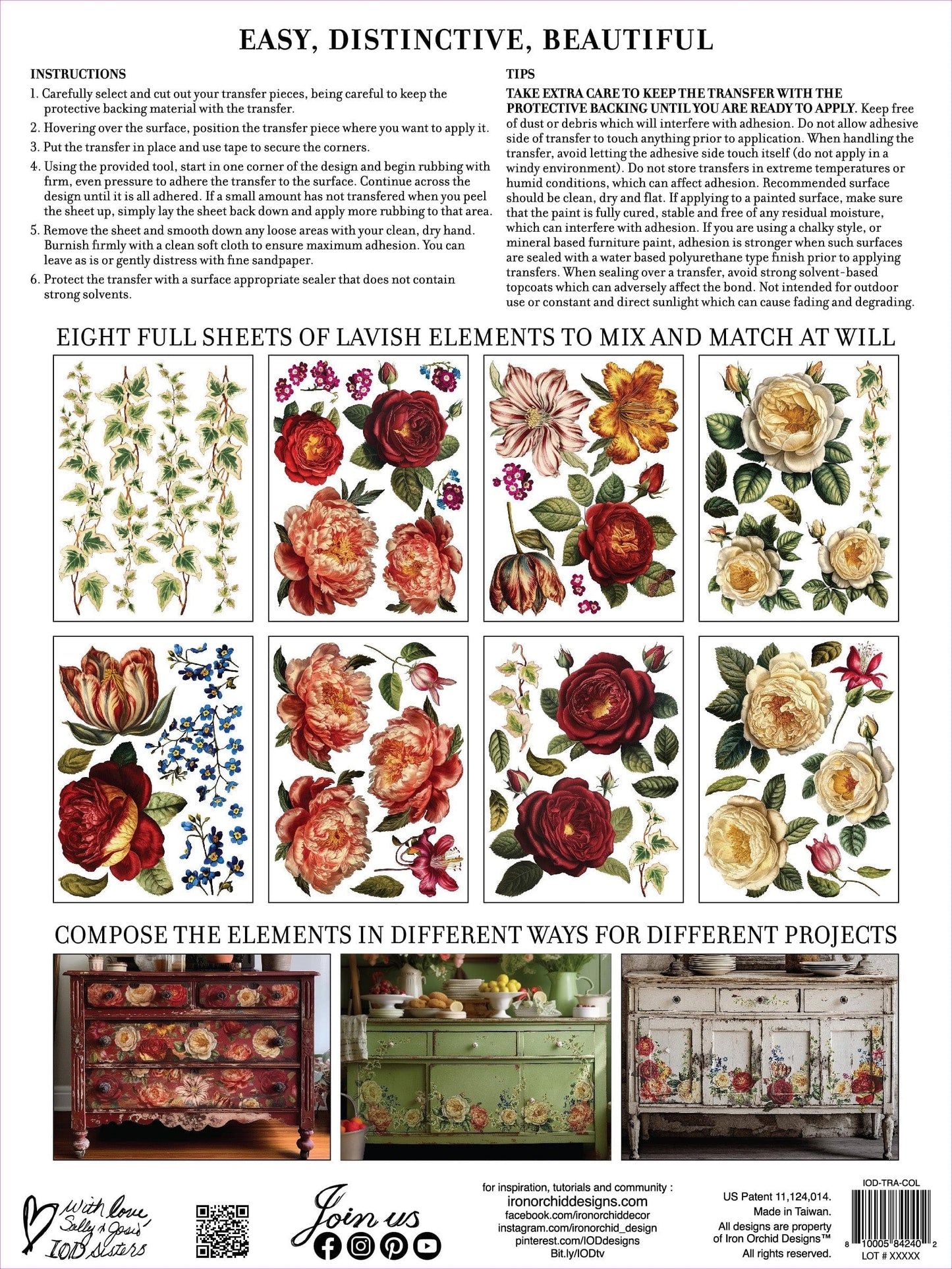 Collage de Fleurs IOD Transfer 12x16 Pad (8 sheets)