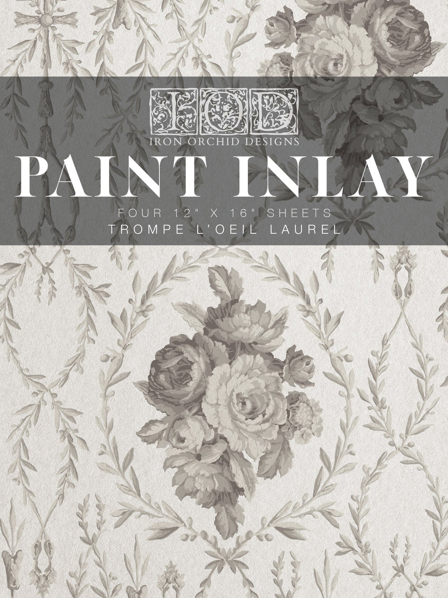 Trompe L'Oeil Laurel IOD Paint Inlay 12x16 (4 Sheets)