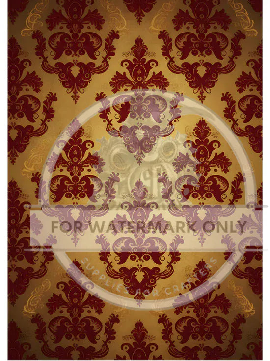 Decoupage Central Decoupage Paper A4 Vintage Red Patina Damask Paper (DC880)