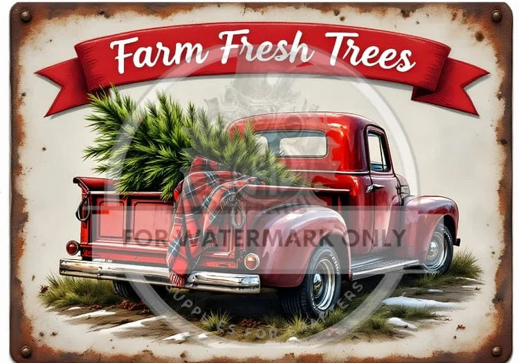 A3 Farm Fresh Christmas Truck Decoupage Rice Paper (DC5101)