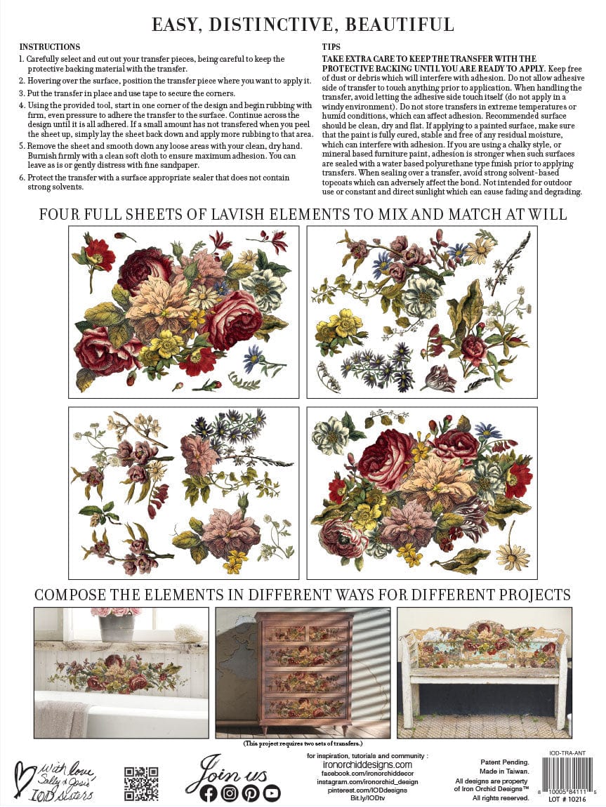 Floral Anthology IOD Transfer 12x16 Pad (4 sheets)
