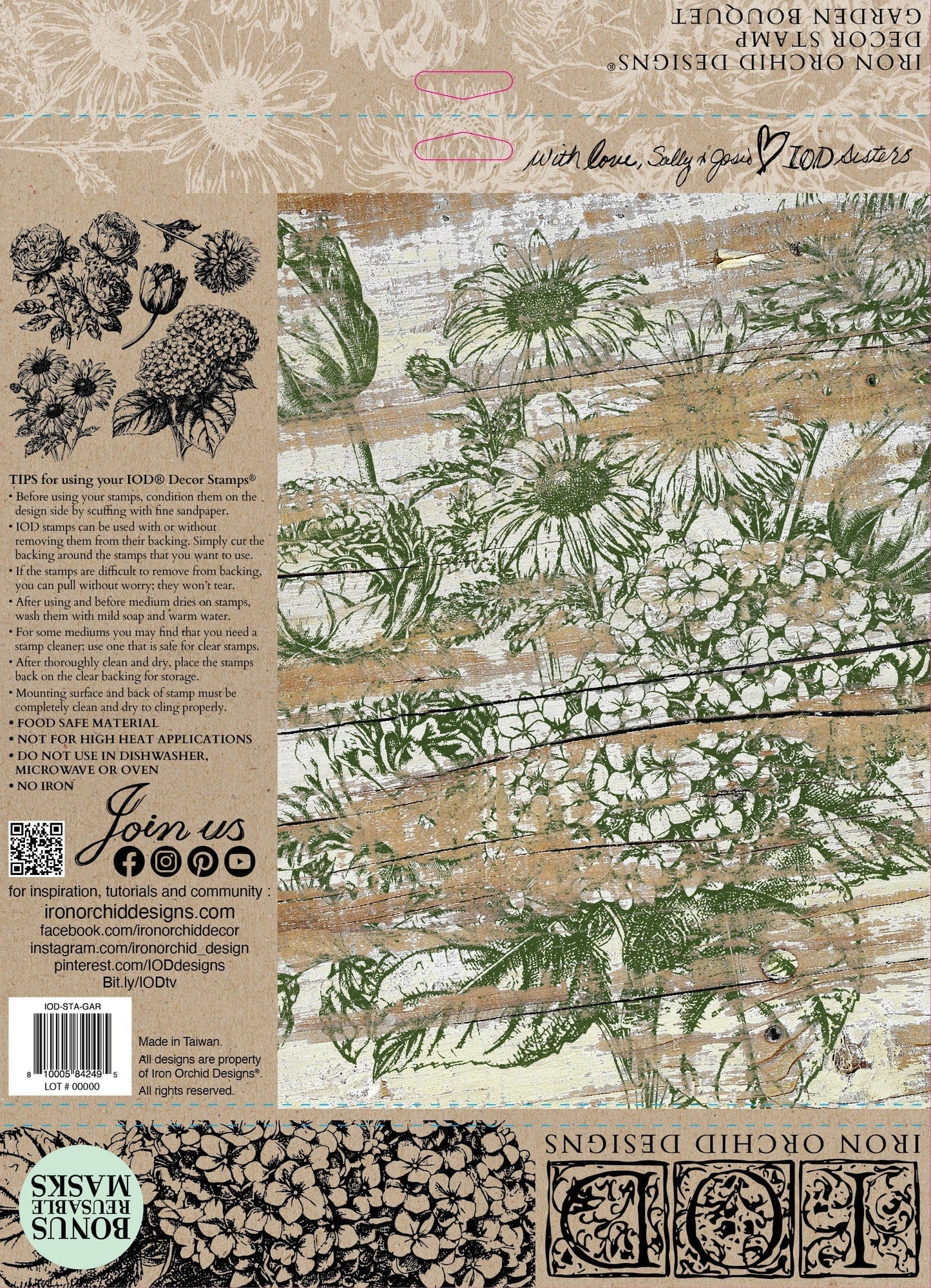 Garden Bouquet 12x12 IOD Stamp (1 Sheet)