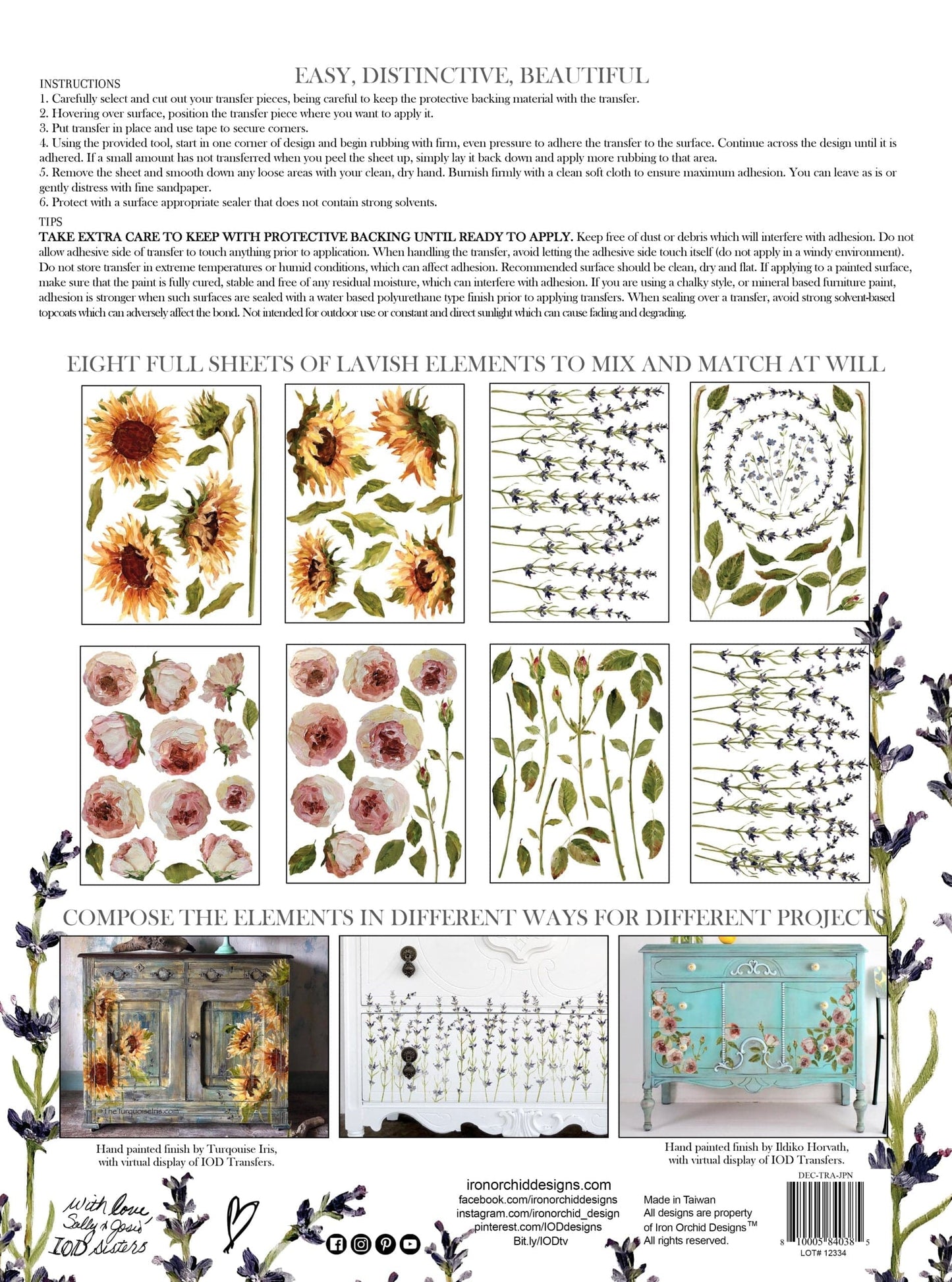 Painterly Florals IOD Transfer 12x16 Pad (8 sheets)
