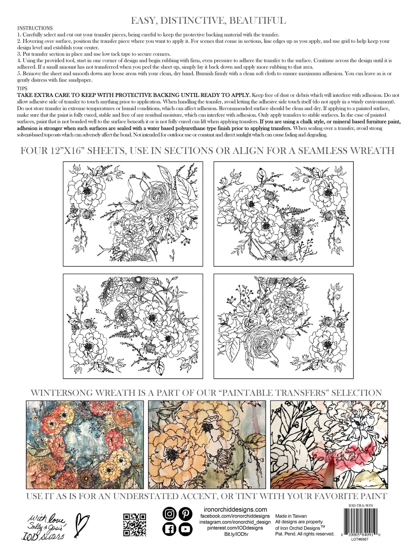 Winter's Song Wreath IOD Transfer 12x16 Pad (4 sheets)