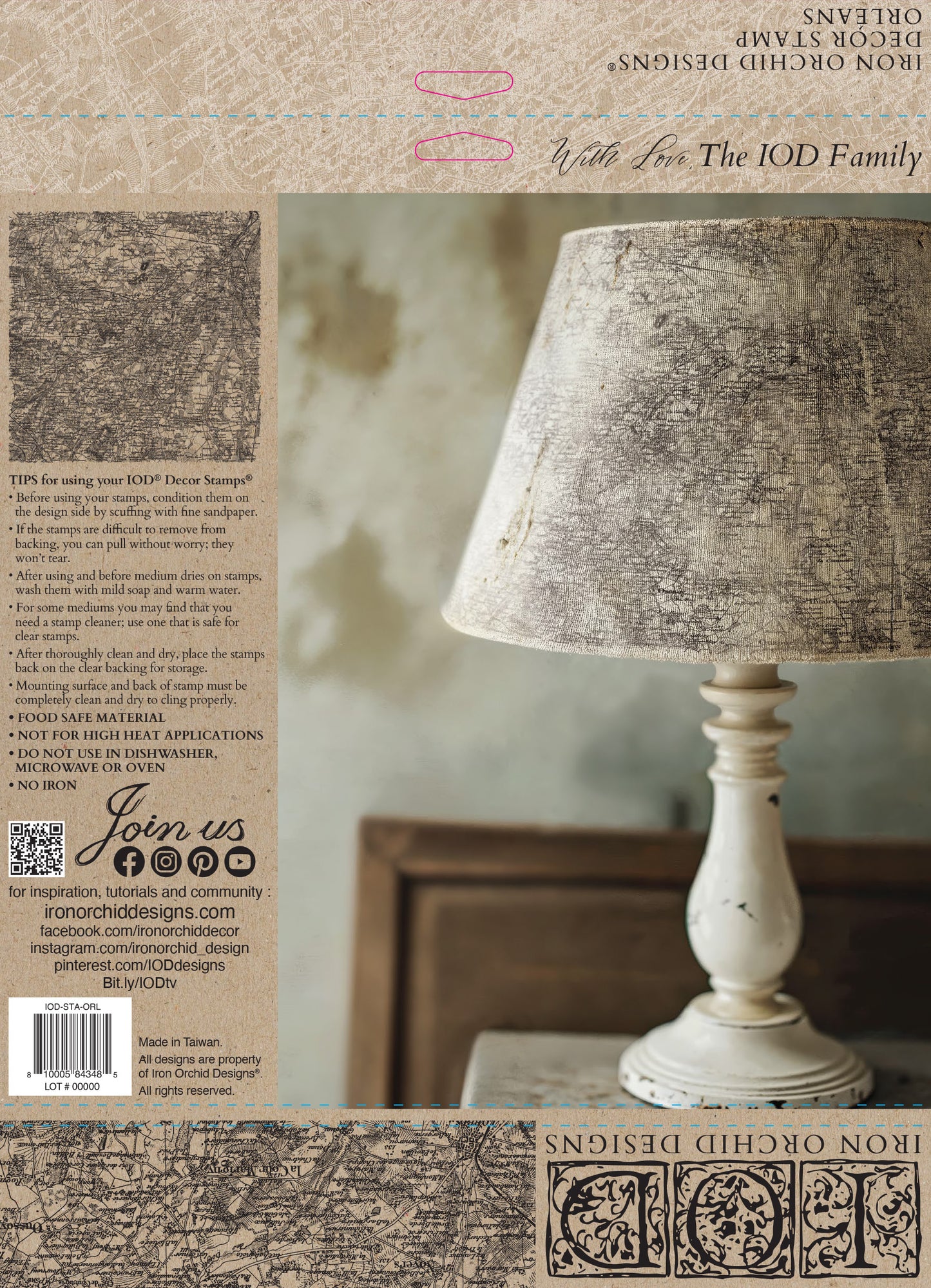 Orléans IOD Stamp| 12x12 Vintage French Map Decor Stamp by Iron Orchid Designs | Large Scale Transfer Style Background Stamp