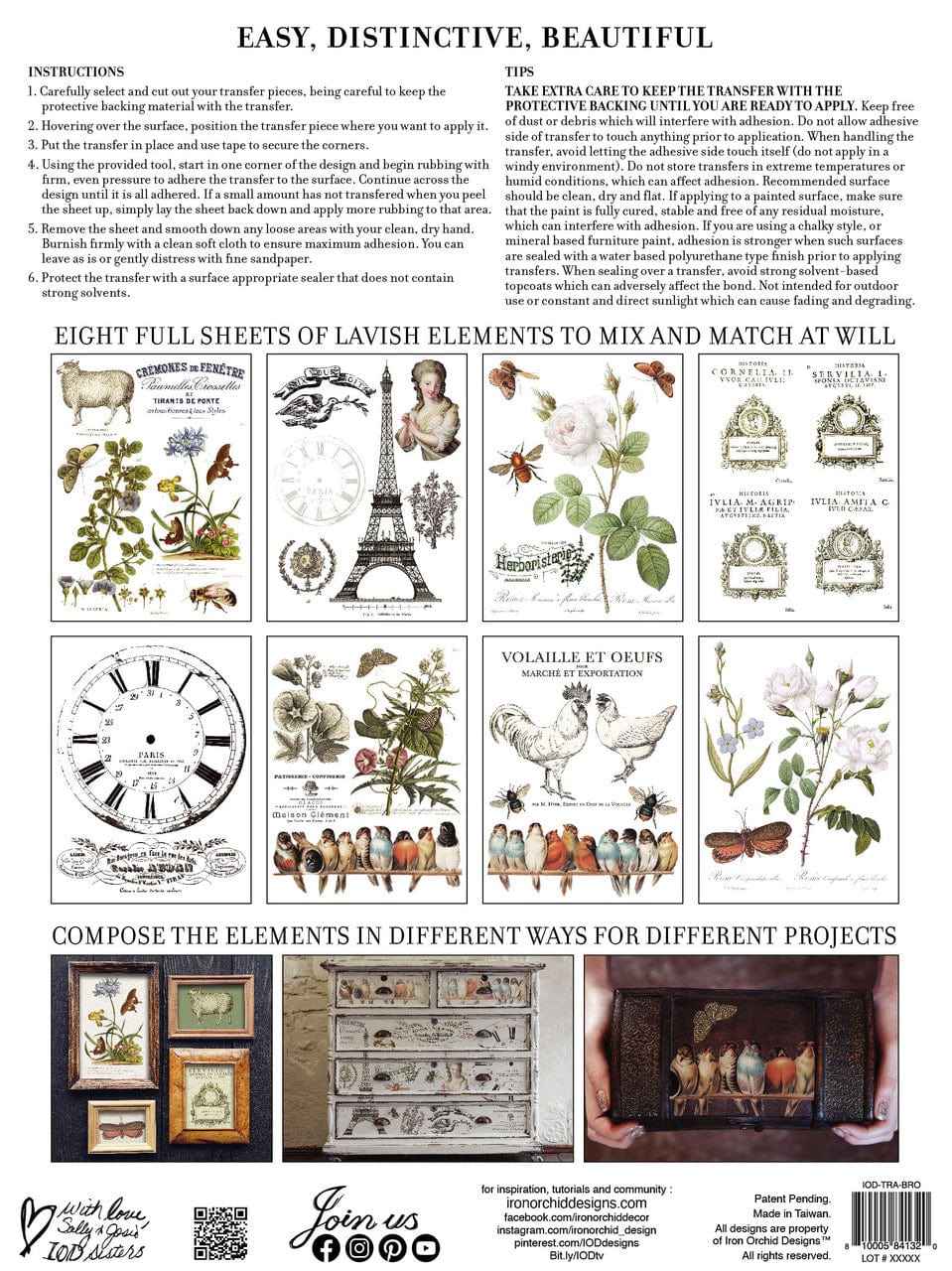 Brocante IOD Transfer 12x16 Pad (8 sheets)
