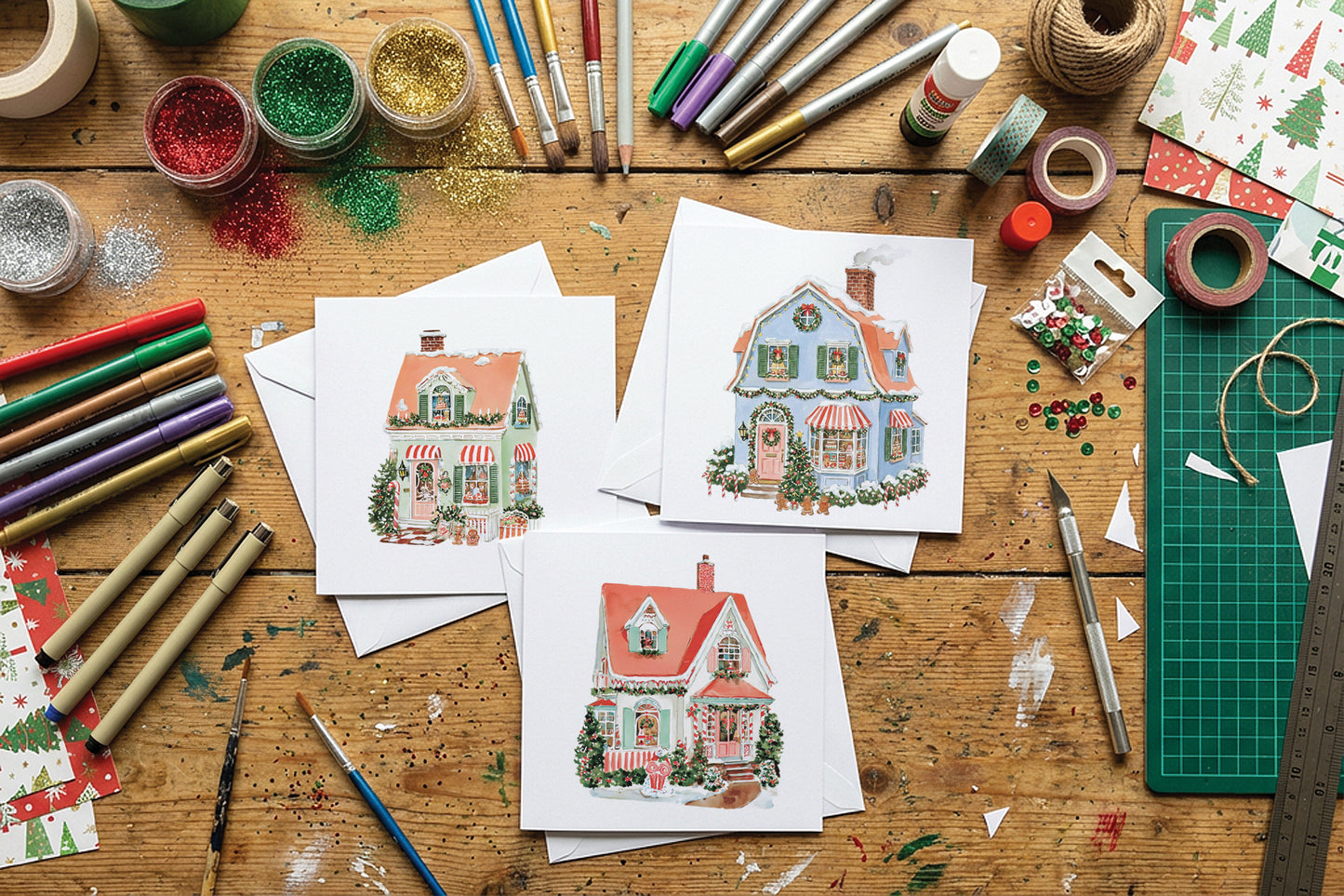 Darling Holiday IOD Transfer | 8x12 Vintage Christmas Decor Transfer by Iron Orchid Designs | Whimsical Santa & Holiday Rub-On Transfer Set