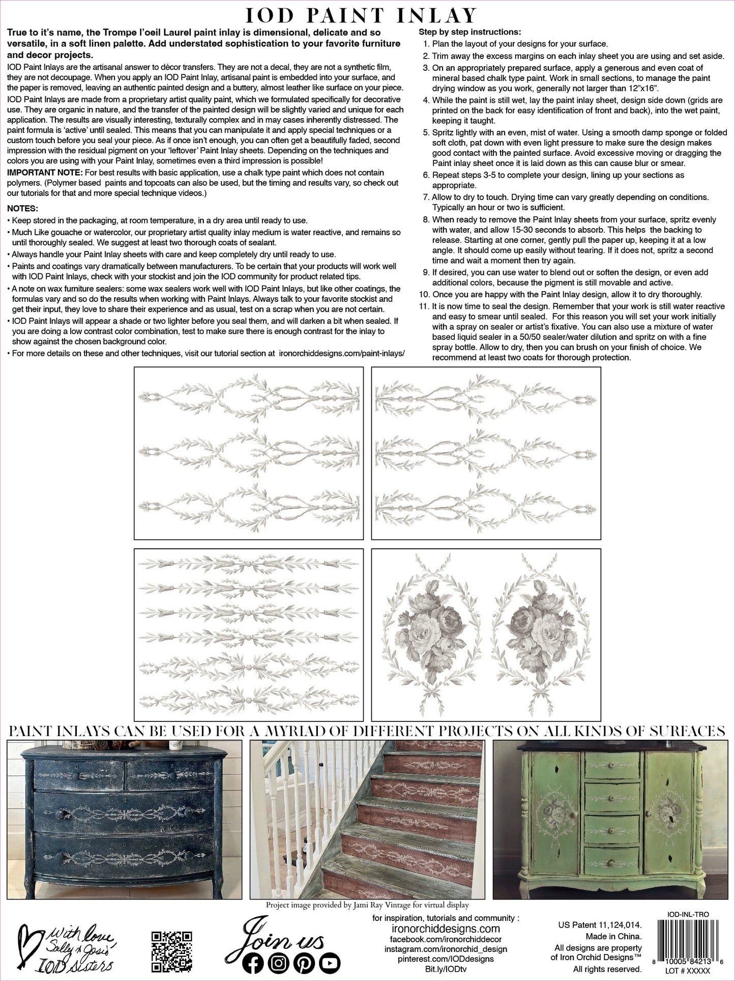 Trompe L'Oeil Laurel IOD Paint Inlay 12x16 (4 Sheets)