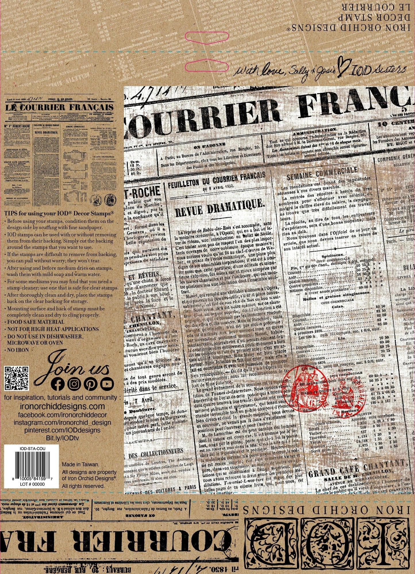 Le Courrier 12x12 IOD Stamp (1 Sheet)