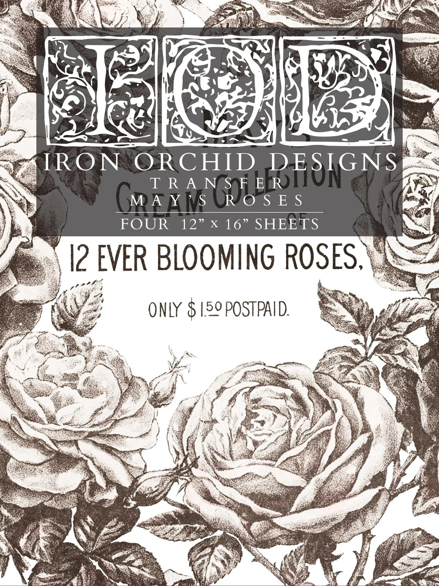 May's Roses IOD Transfer 12x16 (4 Sheets)