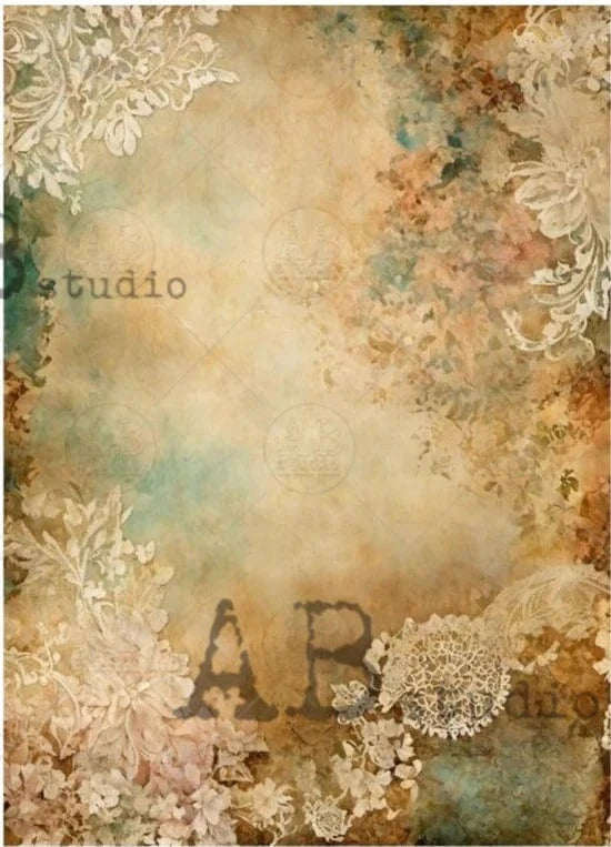 Patina and Lace Decoupage Rice Paper (AB Studios No 4337)
