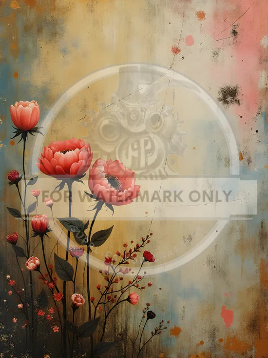 Patina Flowers Decoupage Rice Paper (DC654)