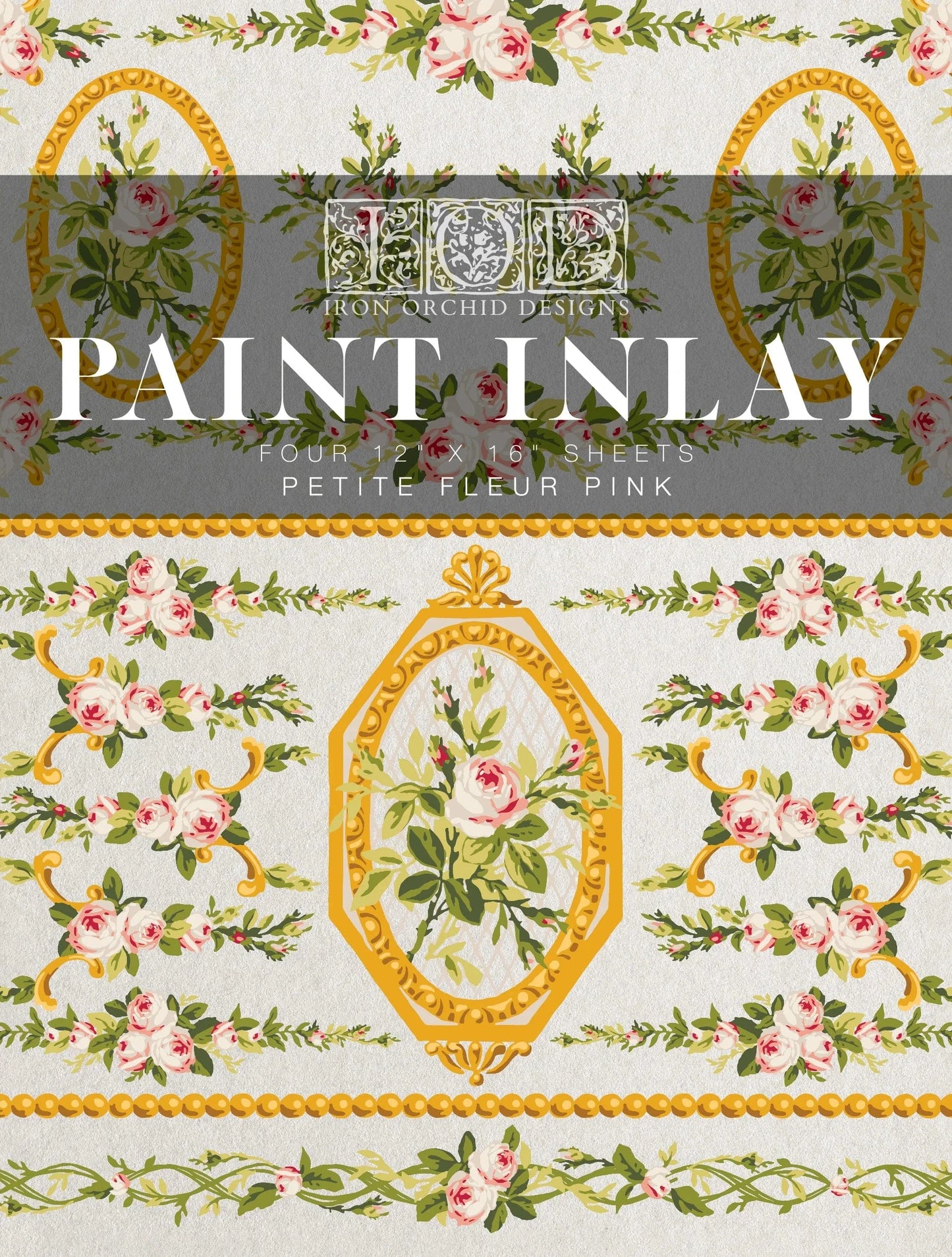 Petite Fleur Pink IOD Paint Inlay 12x16 (4 Sheets)