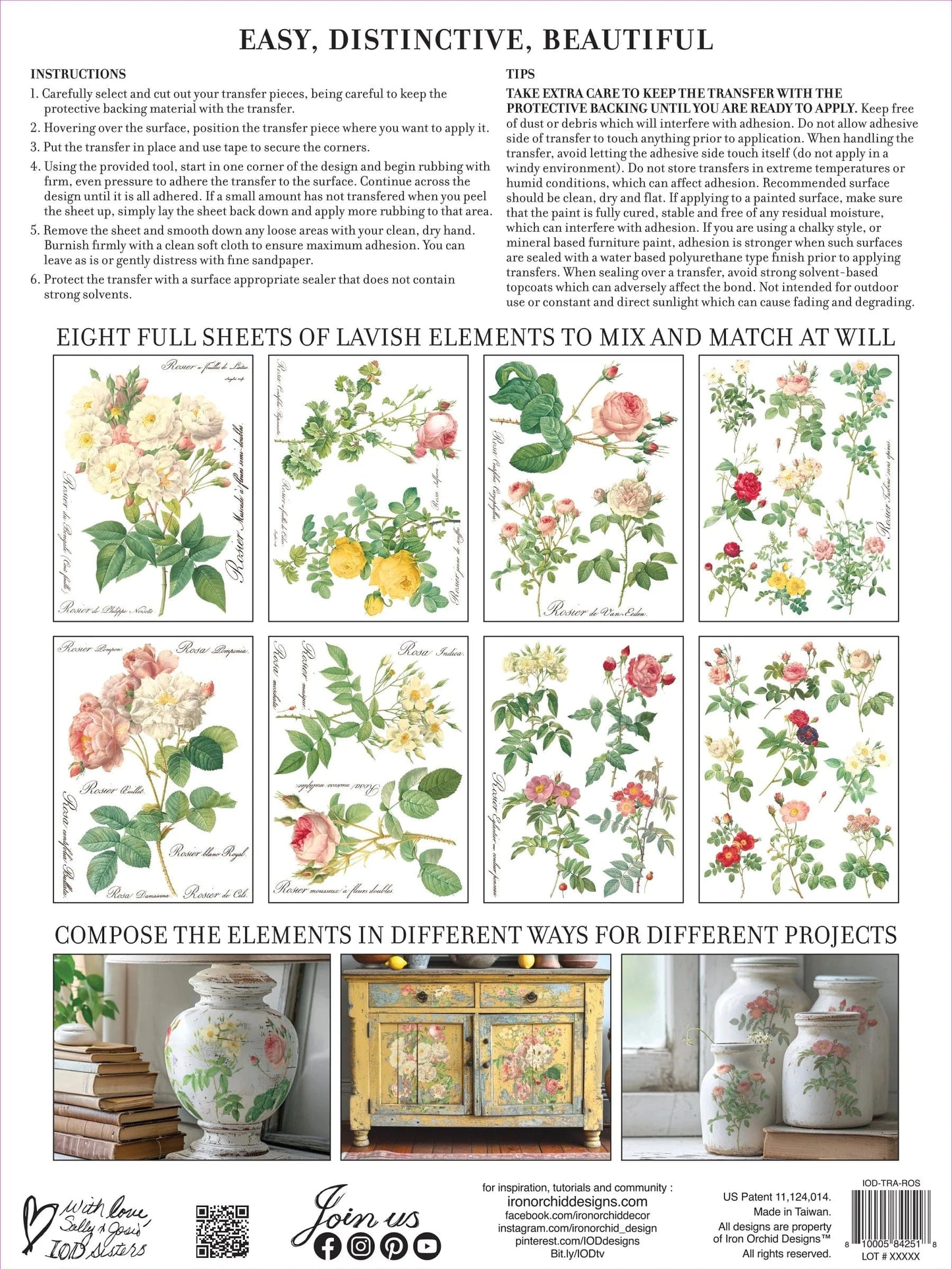 Rose Botanical IOD Transfer 12x16 (8 Sheets)