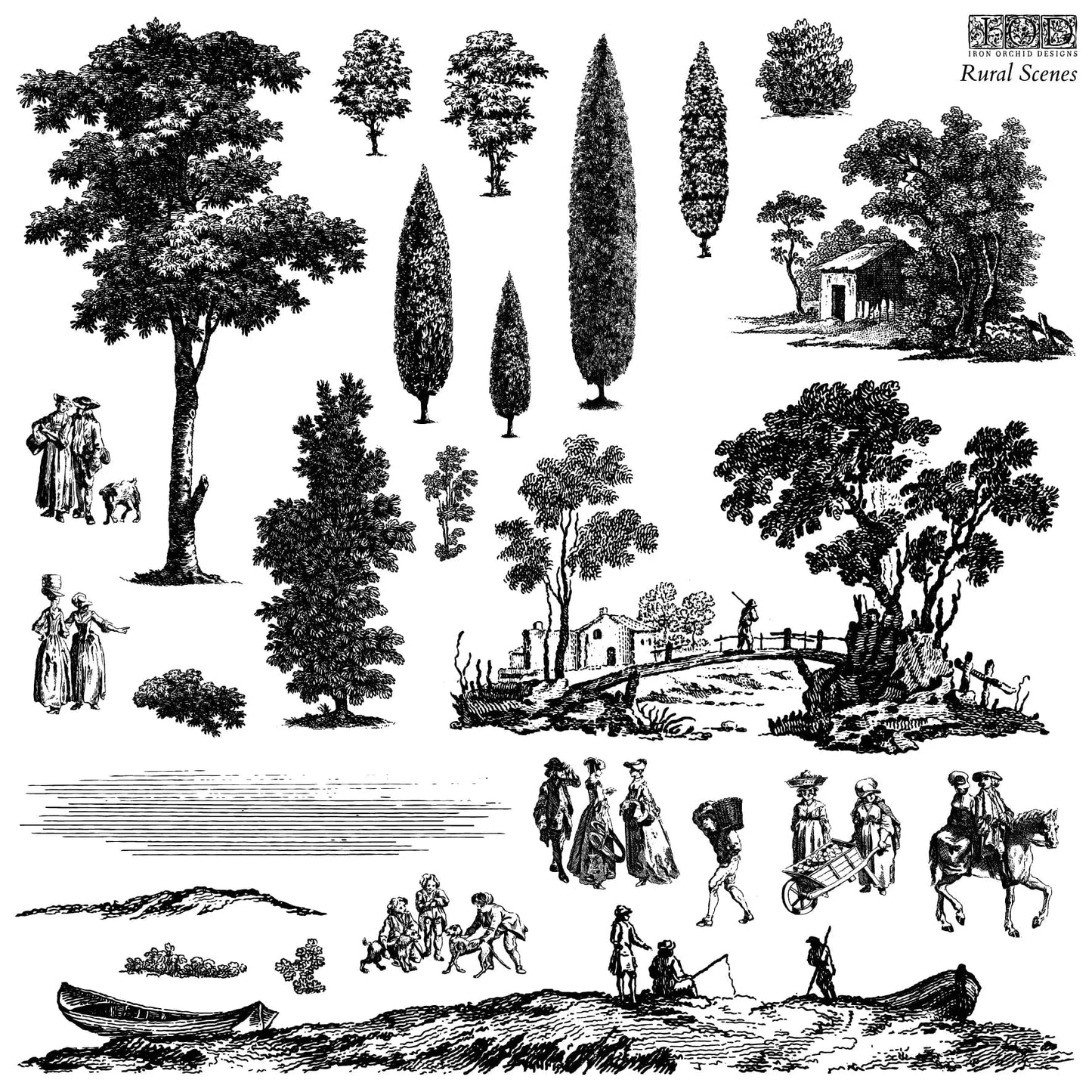 Rural Scenes 12x12 IOD Stamp (2 sheets)