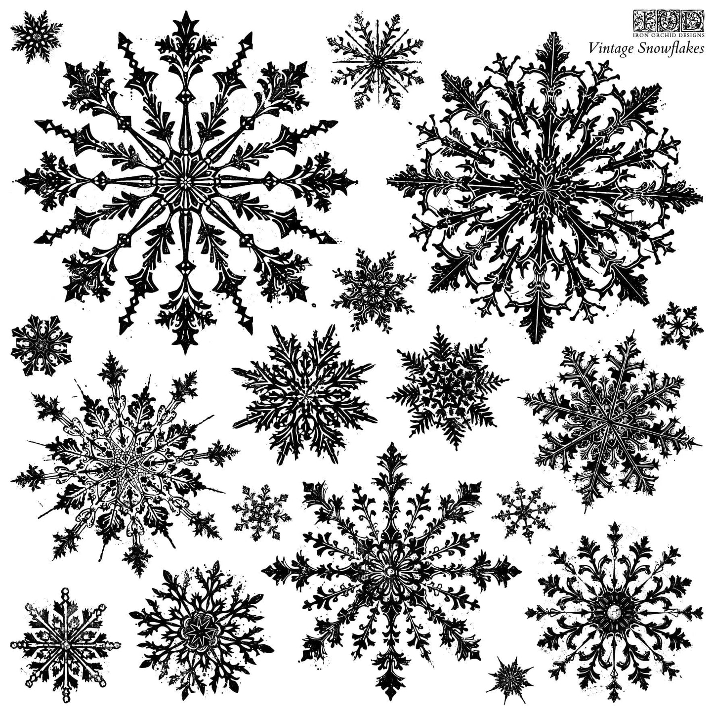 Vintage Snowflakes 12x12 IOD Stamp (1 sheet)