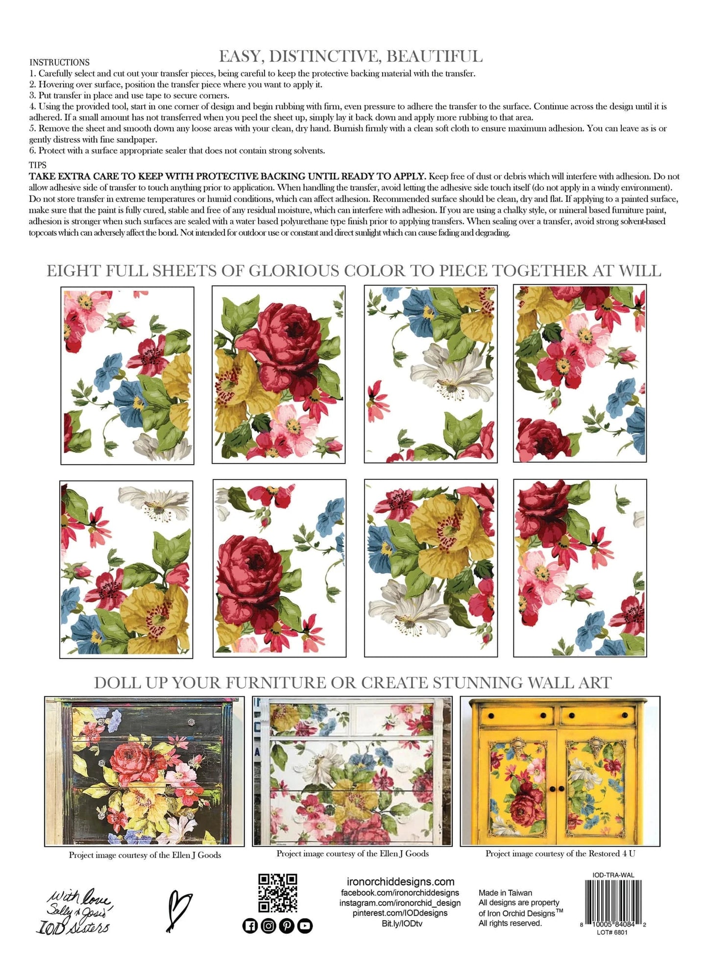 Wall Flower IOD Transfer 12x16 (8 Sheets)