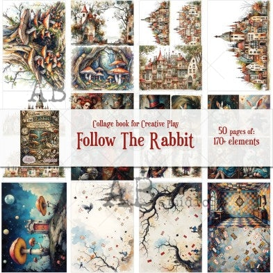 Follow the Rabbit Part 2 Cut & Collage Coloring Book