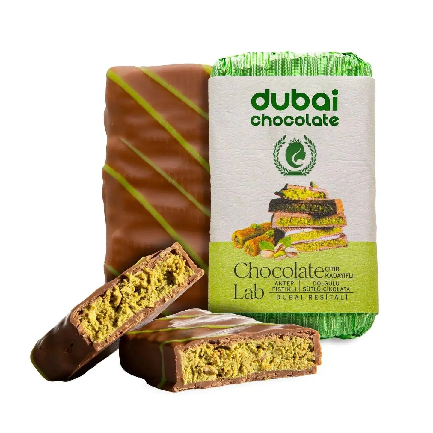 Famous Dubai Chocolate Bar, Premium Pistachio, 3.35 oz
