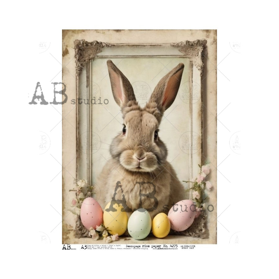 A3 Easter Keepsake Bunny Rice Paper (AB Studio ID-4275)