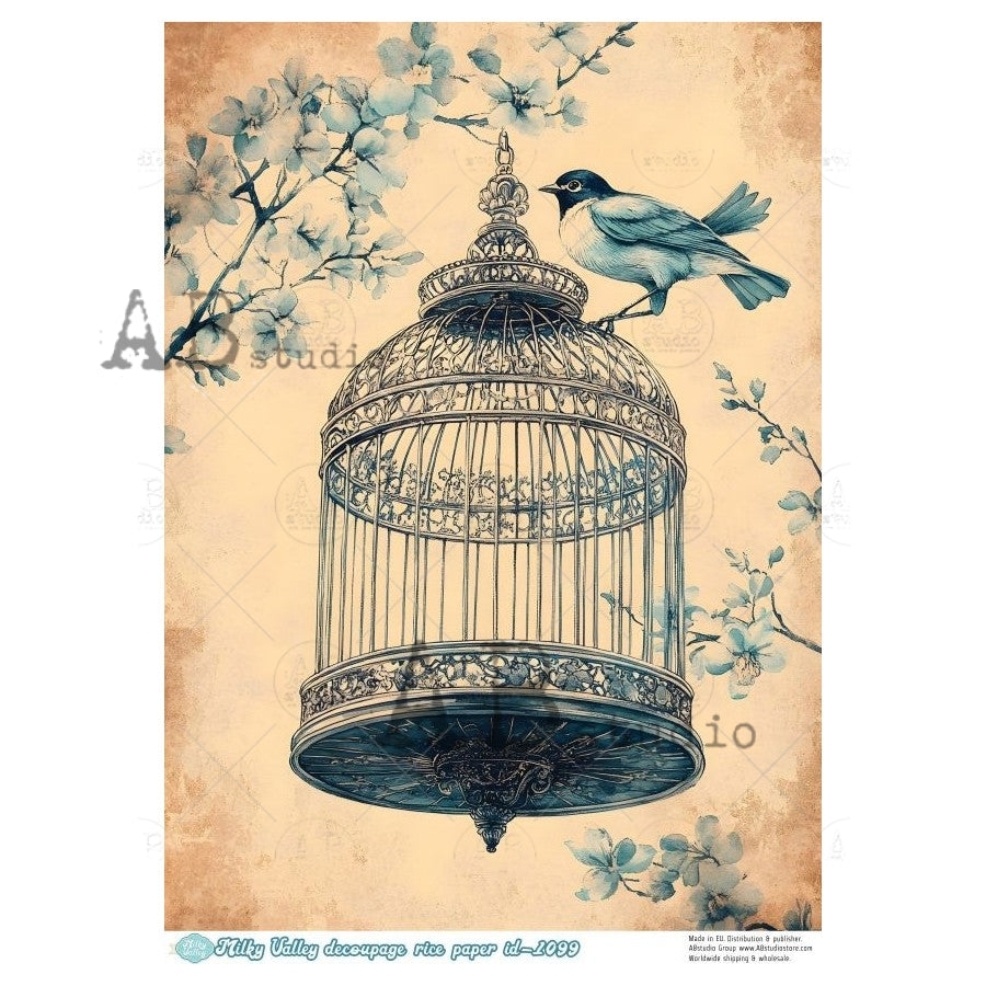 A4 La Cage des Rêves Decoupage Rice Paper (Milky Valley ID-1099)