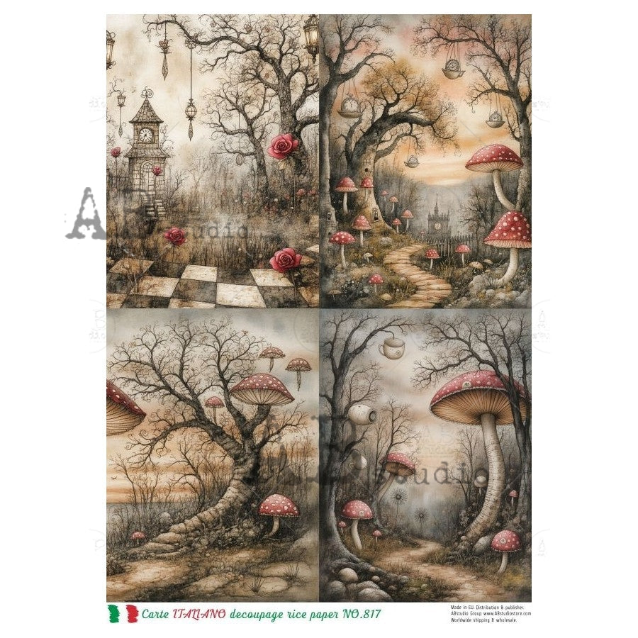 A4 Enchanted Mushroom Forest Rice Paper (Carte Italiano NO.817)